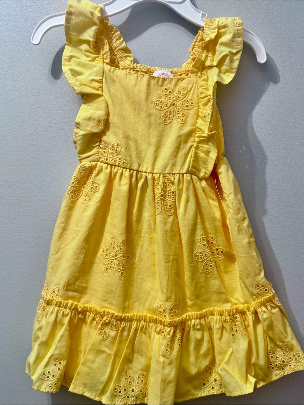 Wonder Nation Yellow Eyelet Ruffle Sundress for Girls, Size 2T